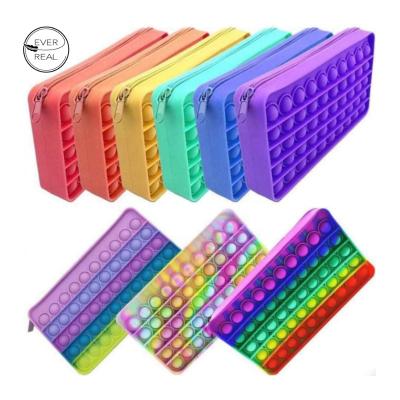 China Fashion Pop\Durable Style\New New Push Up Shockproof Pencil Case Bubble Pen Holder Silicone Large Capacity Stationery Box For School Students Teens for sale