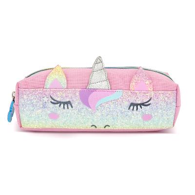 China Fashion\Eco-friendly Manufacturer\Durable Custom Cute Everreal BSCI Carton Printed Girls Unicorn Pencil Case Bag For School for sale