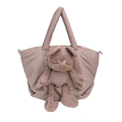 China Fashion OEM Autumn And Winter Stocking Doll Shoulder Bag New Large Capacity Messenger Bag Space Cotton Female Casual Tote Bag for sale