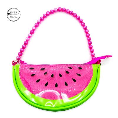 China Custom Fashion Everreal Watermelon Cute Mini Kid Purses Pattern And Small Pearl Handbags Girls Handbag for sale