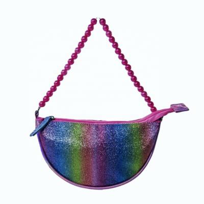 China Water Resistant Kids Bags Girls Rainbow Glitter Purse Cross - Body Purse, PU Holographic Shoulder Purse For Kids Down girls age for sale