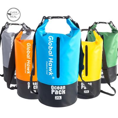 China Custom Logo OEM Printing Waterproof 10L 20L Hiking 500d PVC Tarpaulin Waterproof PVC Tarpaulin Water Proof Ocean Pack Dry Bag Backpack for sale