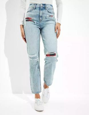 China Viable Wholesale Classic Style Custom Ankle Length Ripped Highest Waist 90s Boyfriend Jeans for sale