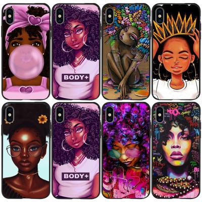 China 100% Magic Black Girl Phone Case Melanin Poppin Queen Art Phone Cases For iPhone 11 pro 6S Max 7 8 plus 5S XR XS MAX Se X Cover Silicone Soft TPU for sale