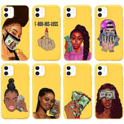 China 100% Eco-Friendly Afro Black Girl Phone Case Queen Melanin Poppin Magic Phone Cases For iPhone 11 12 13 pro Max Xr X Xs mini 8 7 plus 6 6S Se 5S Soft Fundas for sale