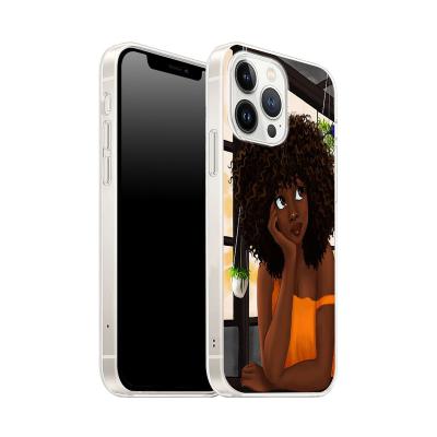 China 100% Afro African Beauty Eco-friendly Phone Cases Blow Black Girl High Quality Phone Case For Apple iPhone13 7 6 6S Plus X XS Max 5 SE 5S XR Cover for sale