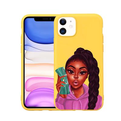 China 100% Eco-Friendly Phone Case MAKE MONEY Friends Not Kash Afro Black Girl Phone Case For iPhone 11 Pro SE 2020 XR X XS Max 7 8 6 Plus Silicone clear cover for sale