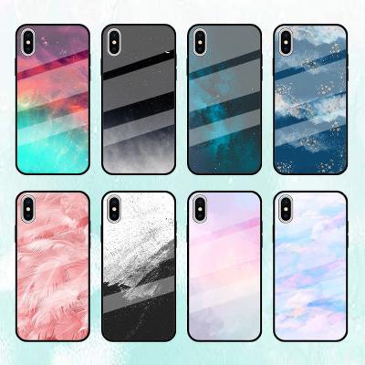 China Waterproof Liquid Tempered Glass Phone Case For Anti-knock Starry Glass Shell S30 New iPhone 13 Case Gradient Shell Oneplus 9 for sale