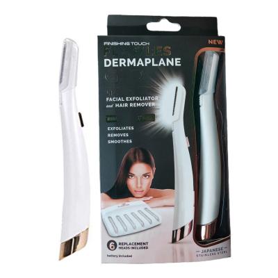 China Plastic dermaplaning electric derma exfoliate razor afeitadores facials shaper for women eyebrow shaving head facial hair trimmer for sale