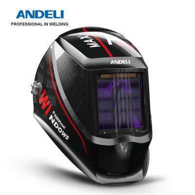 China ANDELI Helmet Great Viewing True Color Solar Auto Darkening Welding Mask For Grinding Welding 4 Arc Sensors 1/1/1/2 133*115mm Optical for sale