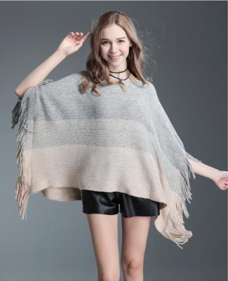 China 2021 Cheap American Style Women New Arrival Acrylic Blend Poncho Sweater Tassel Cape Sweater for sale