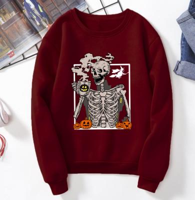 China 2022 Anti-wrinkle custom skeleton print front sweatshirt without hood men's pullover sweatshirts for sale