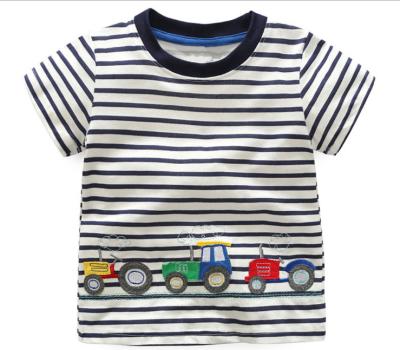 China Latest Hot Selling Breathable Comfortable Round Neck Top Cartoon Striped Children's Short Sleeve T-Shirt for sale