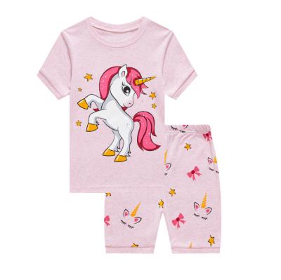 China Homewear Girls Cartoon Printing Short-sleeve Polyester Suit Soft Children'S Pajamas Breathable Suit for sale