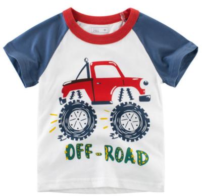 China Casual Children's Breathable Short Sleeve T-shirt Cartoon Car Printing Kids Boy T-shirt for sale