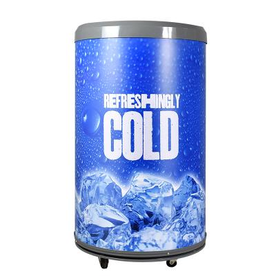 China High Quality 65L Hotel Round Upright Commercial Beverage Cooler With Wheels For Commercial Use for sale