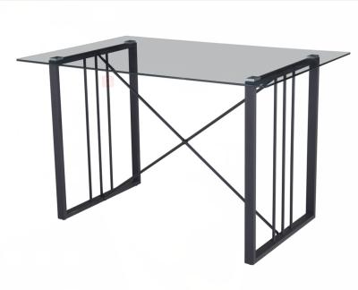 China 2022 modern new design dining table coffee table with glass top and metal legs for sale