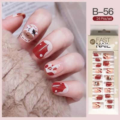 China Easy Apply Sanlong Supplies Square Tips Square Nail Tips Color Gel Polish Nail Set Long Stick Press On Nails for sale