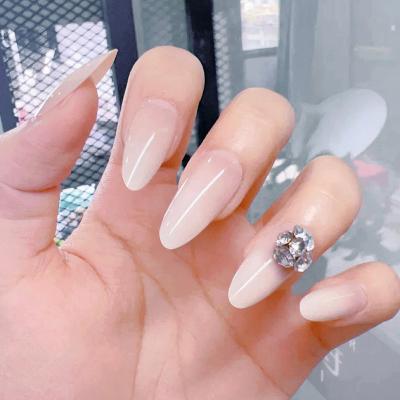 China Easy Apply Sanlong Custom Press On Nails French Manicure  Acrylic Long Ballerina Nails Rhinestone Stick On Art Nails for sale