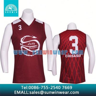 China Antibacterial Reversible Sublimation Printing Womens Basketball Uniforms / Basketball Tank Top Pink for sale