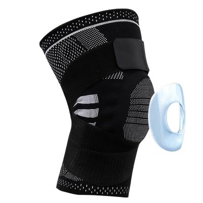 China Universal Compression Knee Sleeve Knee Brace for Men and Women Knee Support with Support Bars and Silicone Gel for sale