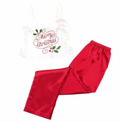 China Breathable Lingrie Christmas Breathable Lingerie Christmas Two Piece Short Sleeve Pajamas Set Women for sale