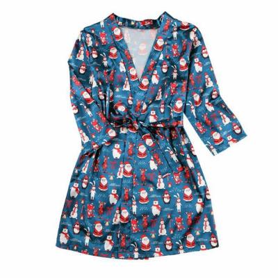 China Breathable Breathable Women Customized Printed Pajamas Sets Christmas Satin Robes for sale