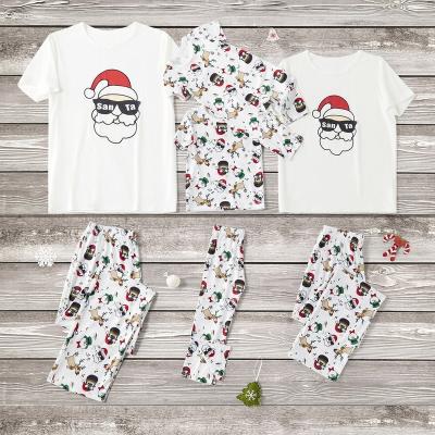 China Breathable Breathable Cotton Jesus Christmas Pajamas Sleeve and Santa Claus T-shirt Family Kids Christmas Shorts for sale