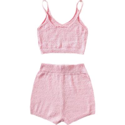 China Summer Breathable Loungewear Sexy Breathable Loungewear Fuzzy Two Piece Loungewear for sale