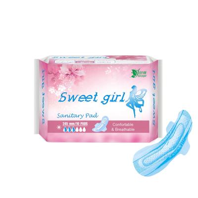 China Ultra Long Girls Super Absorbent Nonwoven Fabric For Sanitary Napkins With Negative Ion Chip 240 Mm Drynet Sanitary Pads for sale