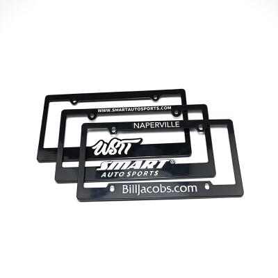 China UV Resistant Custom 3D logo Printed debossed USA Car Standard Size Black Plastic License Plate Frame for sale