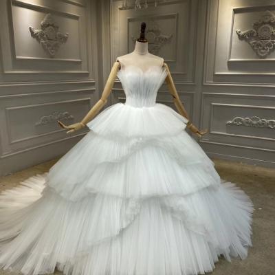 China New Wedding Dress Sweetheart Neck Dresses Off Shoulder Ruffles Skirt Bridal Gown for sale