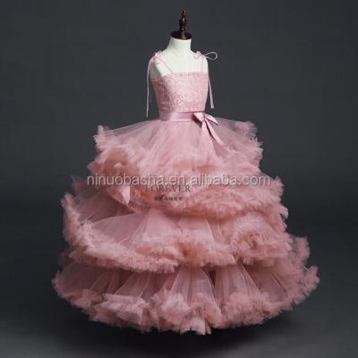 China NW1118 Elegant Spaghetti Strap with Puff Layers Kirt Girl Dresses for sale