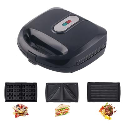 China Modern hot sale 3 in 1 non-stick sandwich maker waffle maker grill with replaceable plates for sale