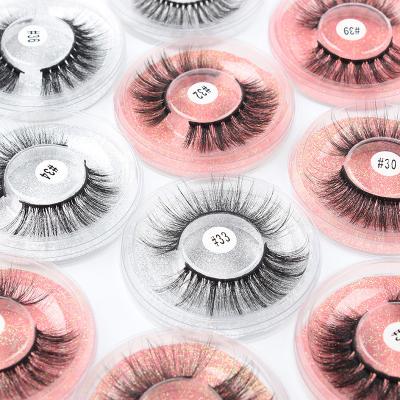 China Beautiful Natural Pink Box Eyelashes Packing Natural False Eyelash D Loop Band False Eyelashes for sale