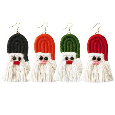 China European and American Environmentally Friendly Factory Price Cartoon Christmas Tassel Earrings Hand - Woven Resin Personalized Long Dangle Earrings for sale