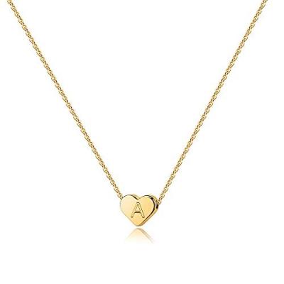 China Wholesale Amazon Products FASHIONABLE Explosive Brass Heart Shaped Initials Brass Gold Plated Necklace For Women for sale