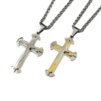 China Best Selling Hiphop Fashion Hiphop Stainless Steel Multilayer Cross Necklace For Men for sale