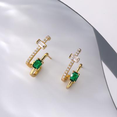 China European and American Zircon factory price design TRENDY fashion colorful personality metal jewelry Zircon gold plated women earrings for sale