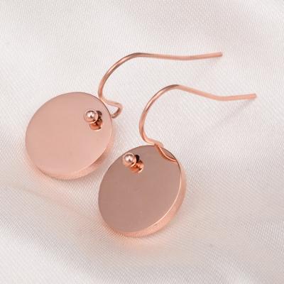 China Sweet Style Friendship Cute Selling Good Gift Rose Gold Stainless Steel Sequins Round Women's Stud Earrings for sale