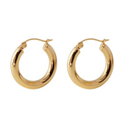 China TRENDY Top Fashion Hollow Out Minimalist Women Jewelry 18k Gold Plated Hypoallergenic Stainless Steel Circular Hoop Earrings For Women for sale