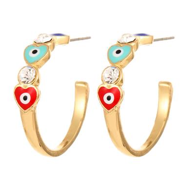 China European and American Factory Price Hyperbole Devil's Eye Tarot Brand Love Circles Earrings Shape Zircon Oil Drip Women Earrings for sale