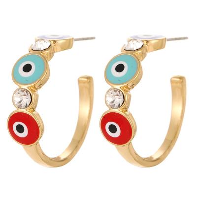 China European and American best price hyperbole devil's eye tarot brand love circles earrings shape zircon oil drip women earrings for sale