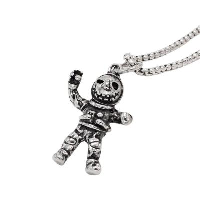 China Factory wholesale Europe and America and America pumpkin ghost men's retro personality Halloween titanium steel pendant necklace for sale