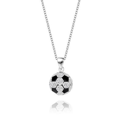 China Hot Cute S925 Sterling Silver Necklace World Cup Football Pendant With Three-dimensional Spherical Diamonds Clavicle Chain For Women for sale