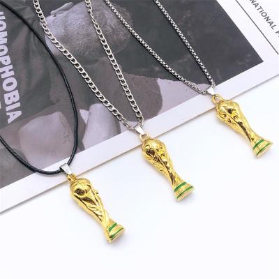 China 2022 World Cup casual/sports trophy commemorative gold plated necklace football game fans personalized football sports necklace pendant for sale