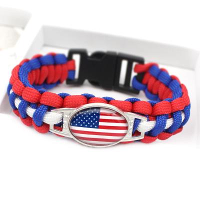 China Comfort Fit Best Selling 2022 World Cup National Flag Wristband Umbrella Woven Rope Woven Wristband for Men and Women for sale