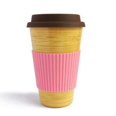 China Sustainable Eco Friendly Biodegradable Bamboo Fiber Plant Travel Coffee Mug Reusable Tumbler Cup With Sleeve And Lid for sale