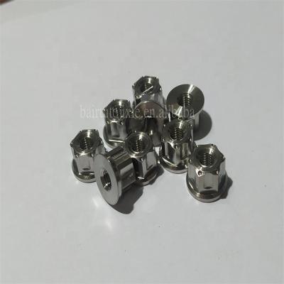 China Heavy industry wholesale titanium alloy flange nut M8*1.25 for modified motorcycle with logo for sale