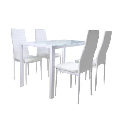 China Hot Selling Cheaper 6 Seaters Chair 4 PU Glass Table Top Dining Room Furniture Glass Seater Dining Table Sets. table a complete manger for sale